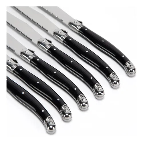Set De 6 Cuchillos Carne Francia Negro Negro