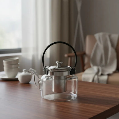 Tetera Infusor De Vidrio Té Infusor Acero Inoxidable 1.2l Transparente