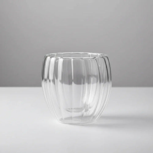 Pack 4 Vasos Vidrio Doble Pared 450ml Bebidas 8cm X 8cm Vidrio