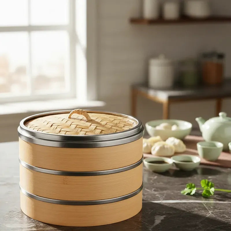 Olla Vaporera De Bambu De Cesta 18 Cm Bambú