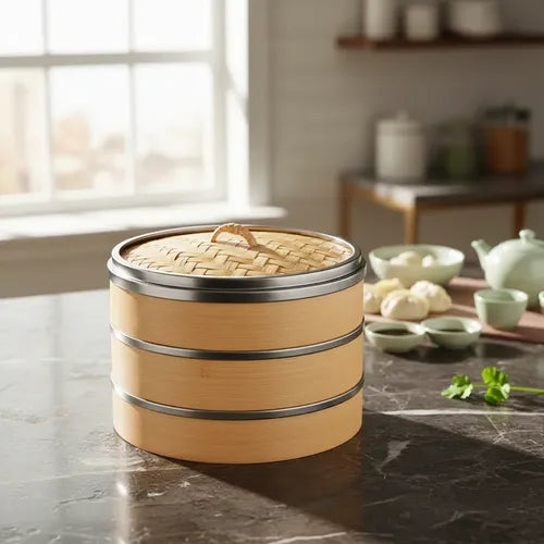 Olla Vaporera De Bambu De Cesta 18 Cm Bambú