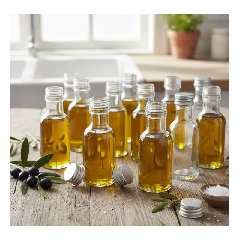 Pack 24 Botellas De Vidrio Ideal Para Aceite O Esencias Transparente