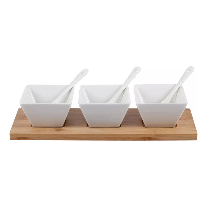 Set De Pocillos Más Tabla De Madera