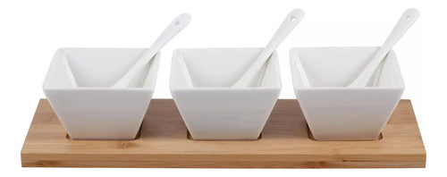 Set De Pocillos Más Tabla De Madera