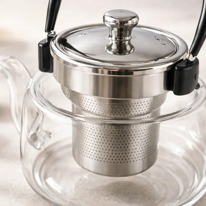 Tetera Infusor De Vidrio Té Infusor Acero Inoxidable 0,6 L Transparente