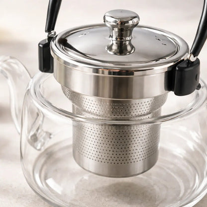 Tetera Infusor De Vidrio Té Infusor Acero Inoxidable 0,6 L Transparente