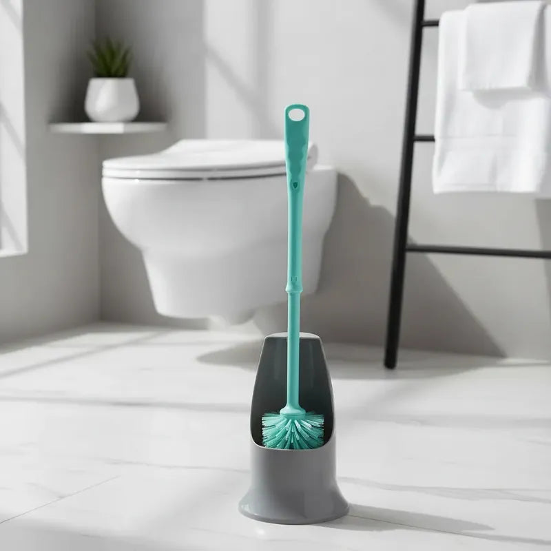 Cepillo De Baño Inodoro Con Soporte Limpieza Celeste