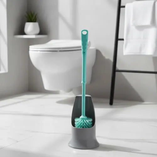 Cepillo De Baño Inodoro Con Soporte Limpieza Celeste