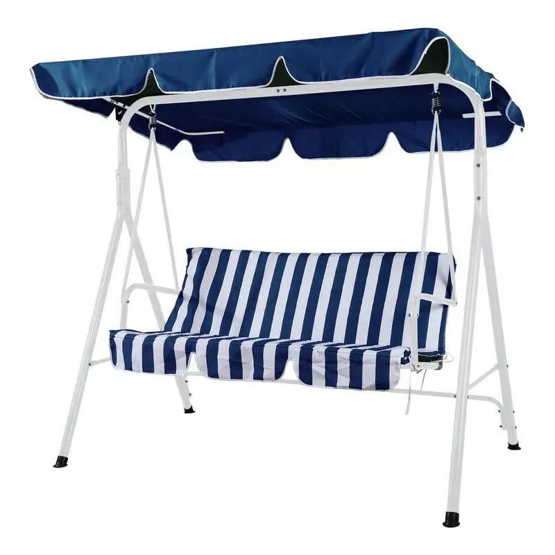 Sillón Columpio 3 Personas Rayas Azul Azul