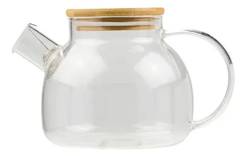 Tetera De Vidrio Transparente 1 Litro Caliente/frio Color Bl Blanco