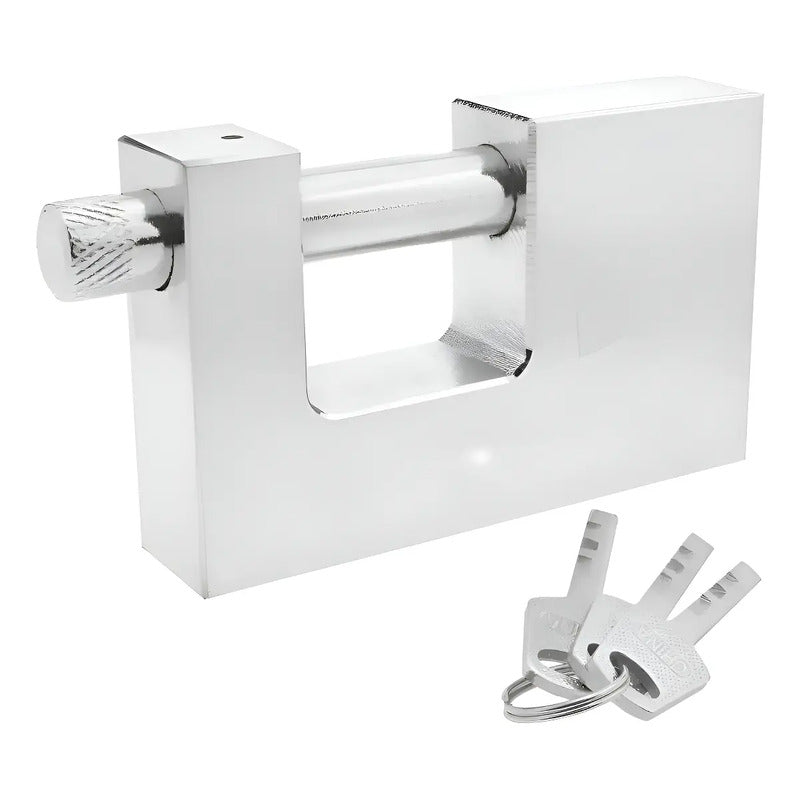 Candado Cuadrado 90mm Seguridad Blindado Color Plateado Plateado