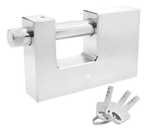 Candado Cuadrado 90mm Seguridad Blindado Color Plateado Plateado