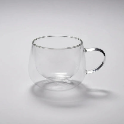 Pack 4 Tazas De Vidrio Doble Pared Redondeada 350 Ml Vidrio