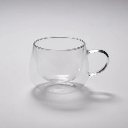 Pack 4 Tazas De Vidrio Doble Pared Redondeada 350 Ml Vidrio