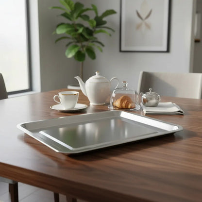 Bandeja De Acero Inoxidable  50 X 35 2cm Plateado