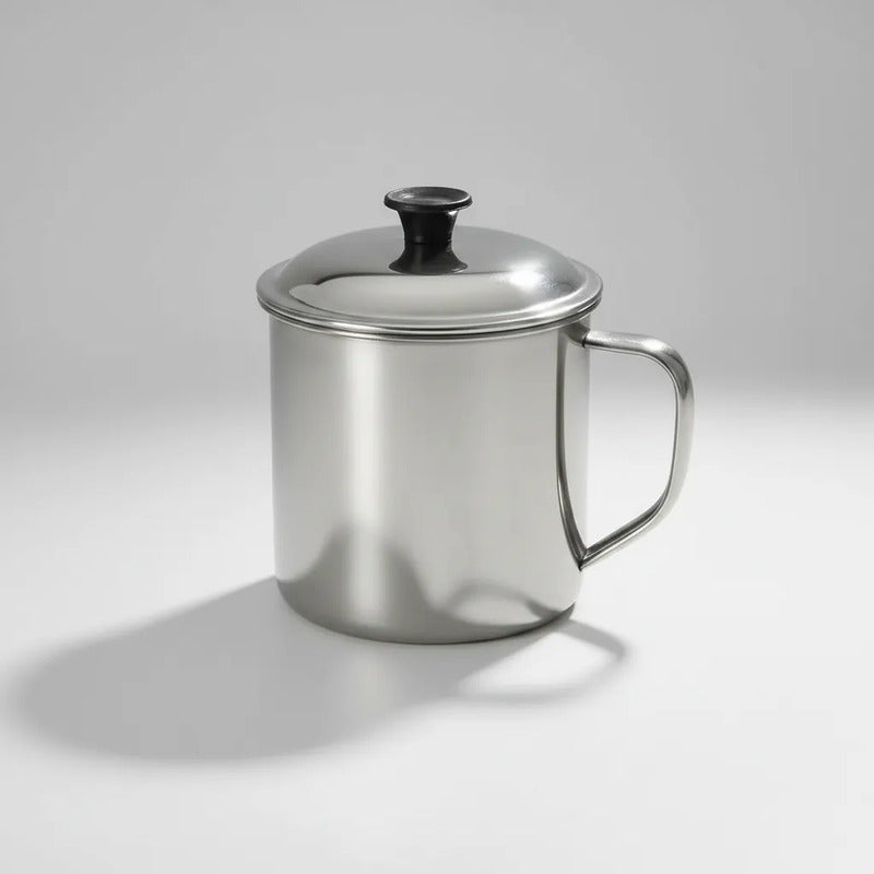 Taza De Té Con Tapa De 10 Cm - Ideal Para  Bebidas Calientes Acero Inoxidable Taza