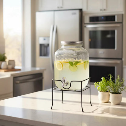 Dispensadores De Vidrio Para Bebidas Y Jugos Con Atril 8lts Vidrio