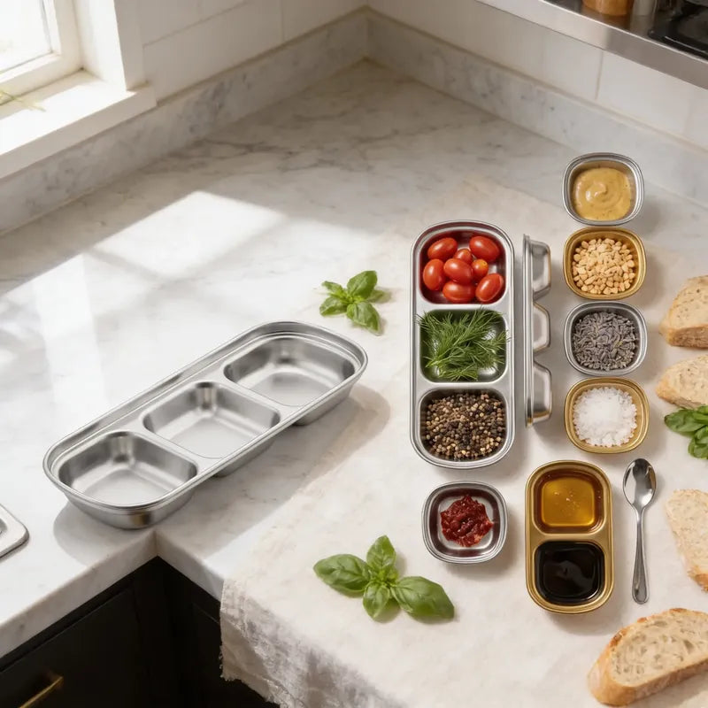 Pack 3 Pocillos Salsas Acero Inoxidable Dip Cocina Acero Inoxidable