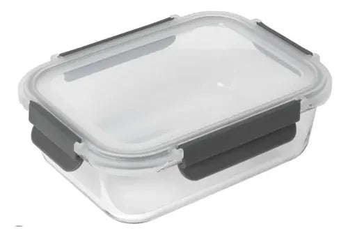 Pack 2 Tupper Hermético Vidrio 1040ml Transparente