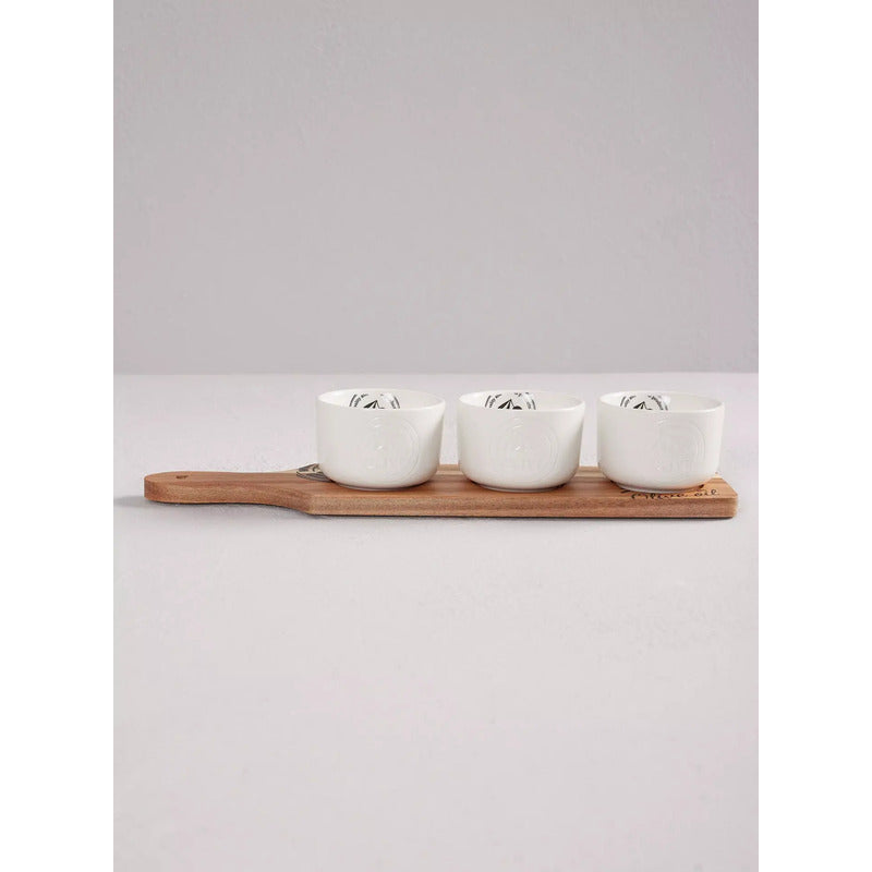 Set De Pocillos Más Tabla De Madera
