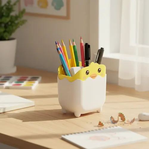 Pack 5 Porta Lapicero Para Escritorio Diseño Pollito 12cm