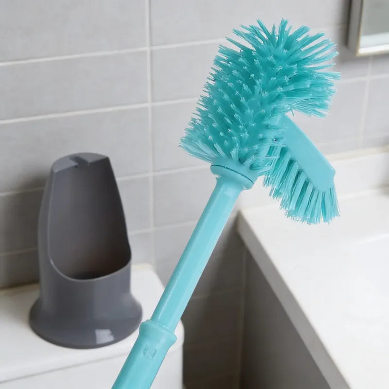 Cepillo De Baño Inodoro Con Soporte Limpieza Celeste