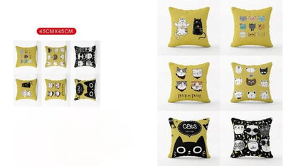 Pack X6 Fundas De Cojines 45x45 Cm, Súper Suaves- Gato Gato