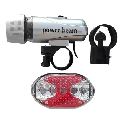 Combo Luz Delantera Y Luz Roja Trasera A Pilas Plateado Gris-negro