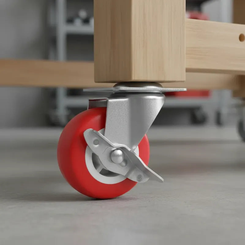 Pack De 4 Ruedas Con Frenos Giratorias Multifuncional 65mm Rojo