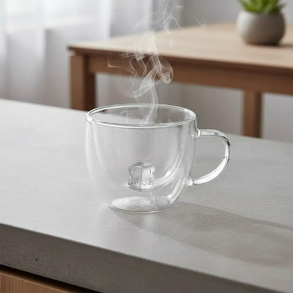 Pack 4 Tazas De Vidrio Doble Pared Redondeada 150 Ml Vidrio