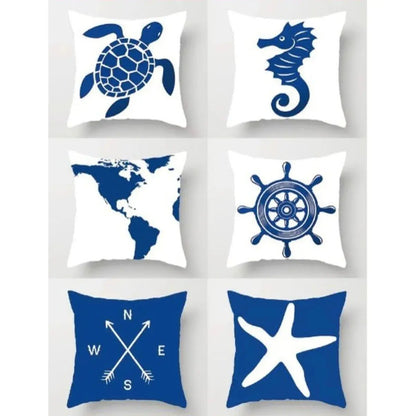 Pack X6 Fundas De Cojines 45x45 Cm, Súper Suaves Mar