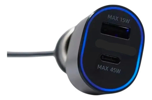 Caragador Para Auto C Rapida 45w/15w Compatible Para Samsung Negro