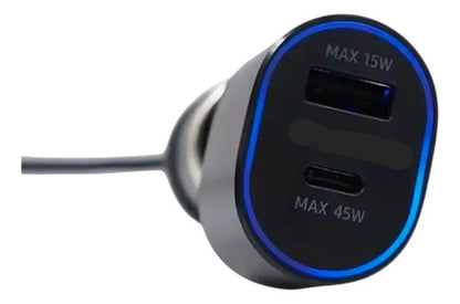 Caragador Para Auto C Rapida 45w/15w Compatible Para Samsung Negro