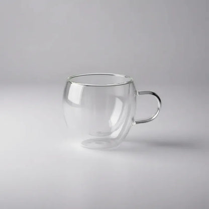 Pack 6 Tazas De Vidrio Doble Pared Con Asa 80 Ml Transparente