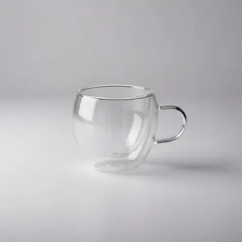 Pack 6 Tazas De Vidrio Doble Pared Con Asa 80 Ml Transparente