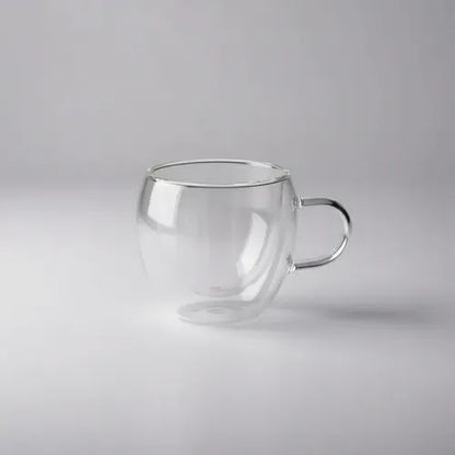 Pack 6 Tazas De Vidrio Doble Pared Con Asa 80 Ml Transparente
