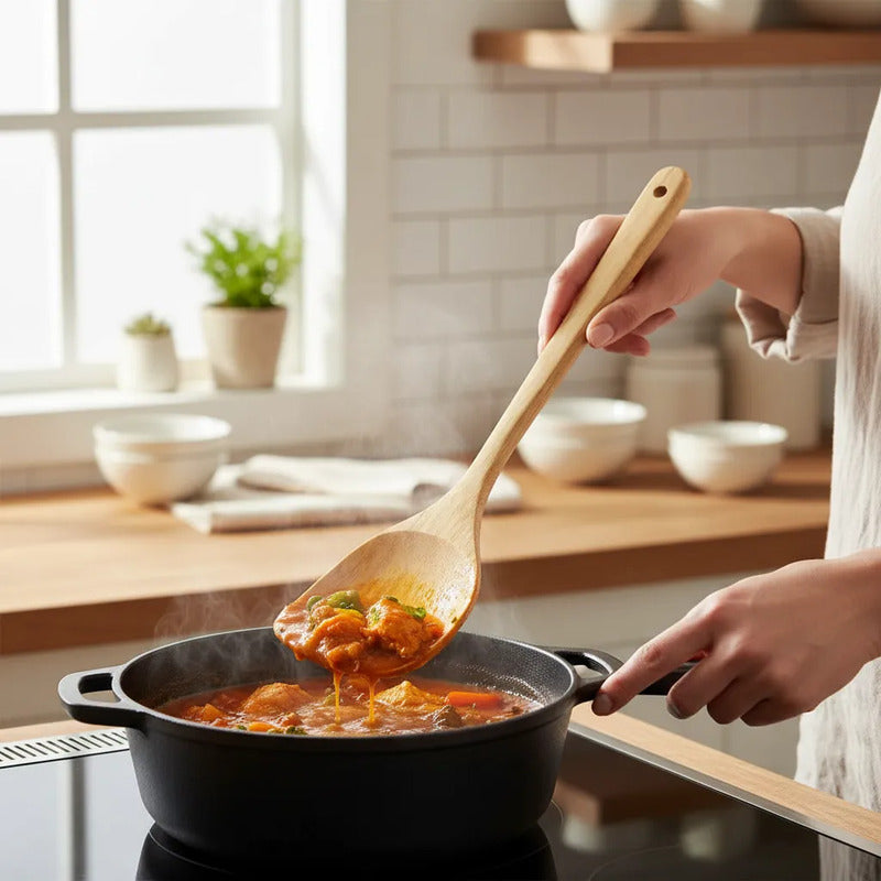 Paleta De Bambu 35cm Para Cocinar Utensilio Bambú