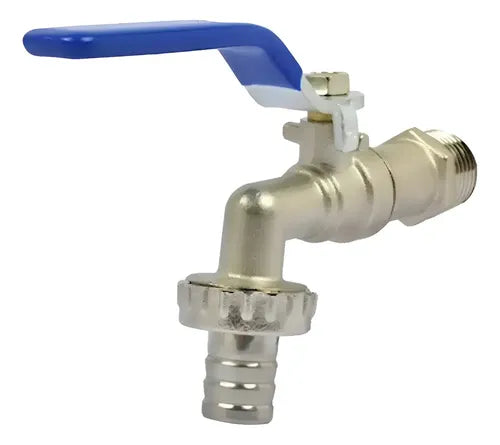 Llave Jardín Bola 1/2 Azul Con Unión Manguera