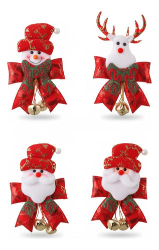 Pack De 4 Adornos Navideños De 19x10 Cm Rojo