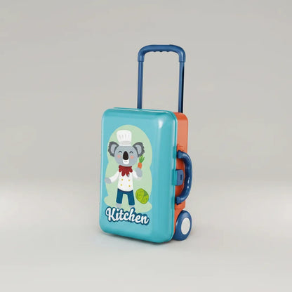 Set De Cocina Infantil, Maleta Con Rueda Para Niño Azul Acero