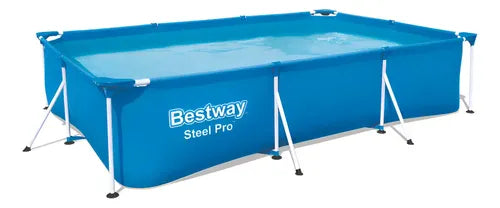 Pileta Estructural Rectangular Bestway Steel Pro 56404 Con C Azul Liso