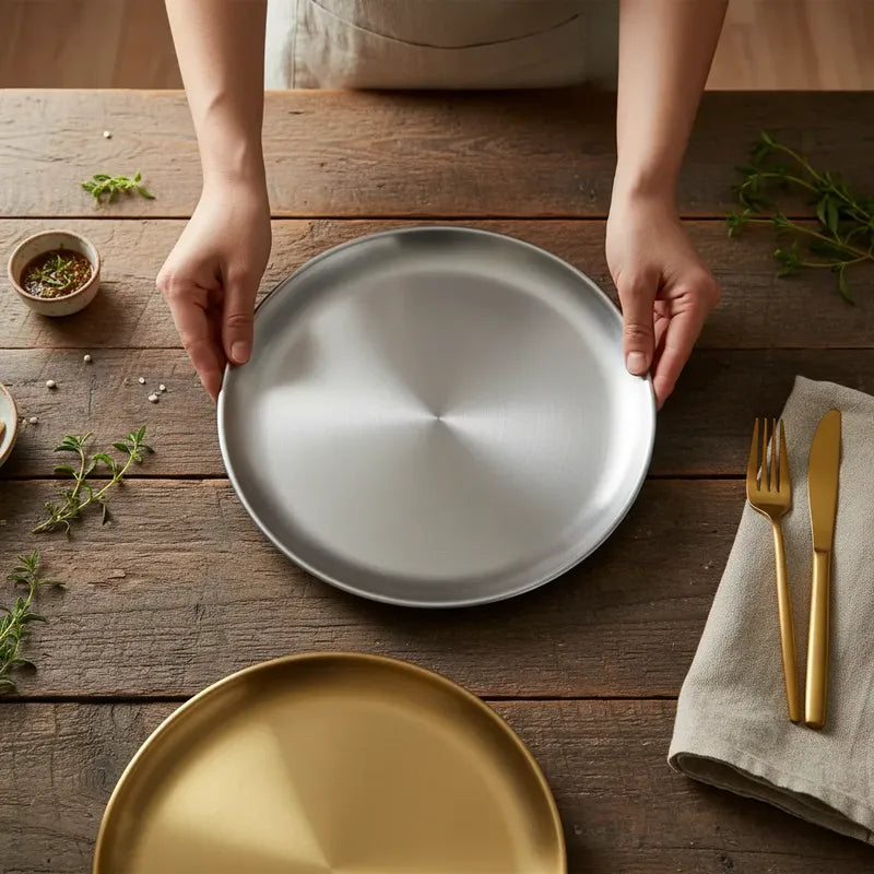 Pack 4 Platos Acero Inoxidable 23cm Cocina Acero Inoxidable Plato