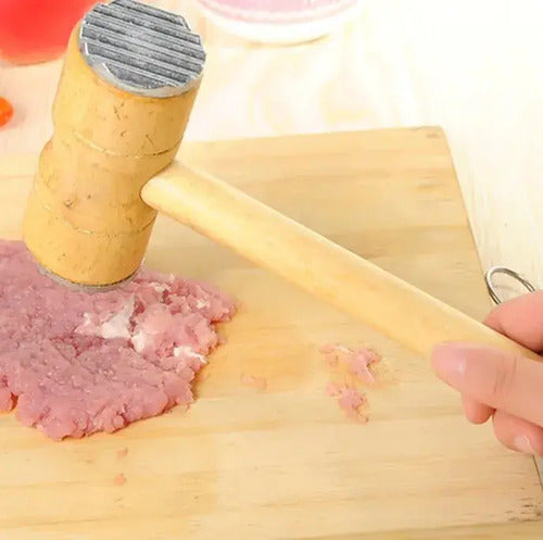 Pack 2 Martillo Mazo Ablandador Doble De Carne Pollo Pescado Marrón Claro