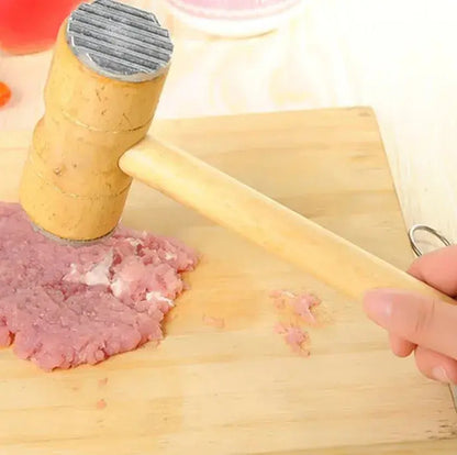 Pack 2 Martillo Mazo Ablandador Doble De Carne Pollo Pescado Marrón Claro