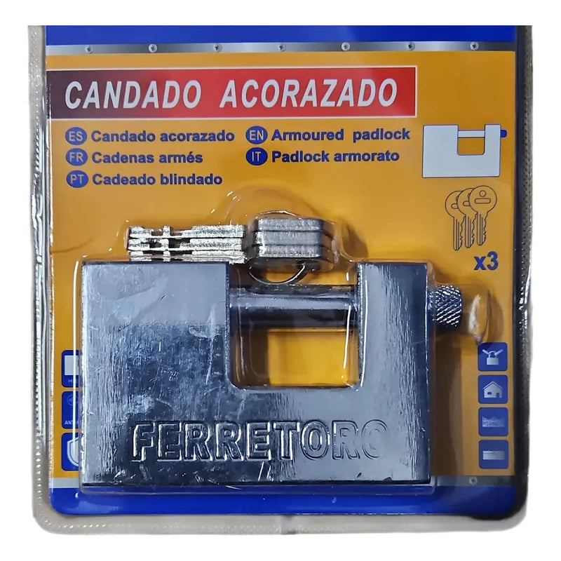 Candado Cuadrado 90mm Seguridad Blindado Color Plateado Plateado