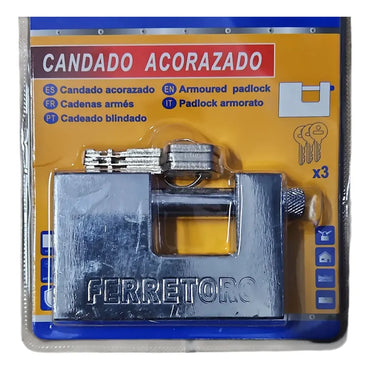 Candado Cuadrado 90mm Seguridad Blindado Color Plateado Plateado - imagen 2