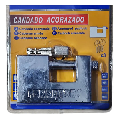 Candado Cuadrado 80mm Seguridad Blindado Color Plateado Plateado