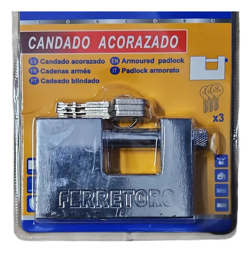 Candado Cuadrado 80mm Seguridad Blindado Color Plateado Plateado