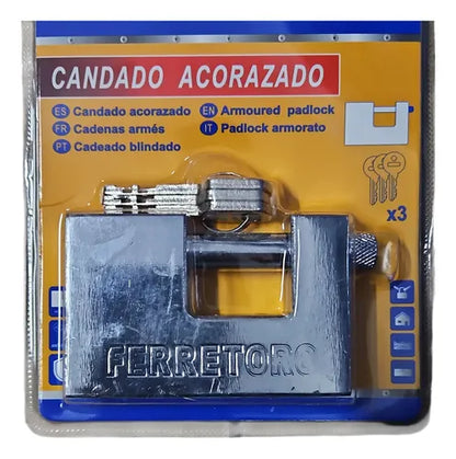 Candado Cuadrado 80mm Seguridad Blindado Color Plateado Plateado