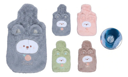 Guatero Con Funda Polar De Diseños Bolsa Agua Caliente 2lts Gris, Rosa, Verde, Café (varios Colores)